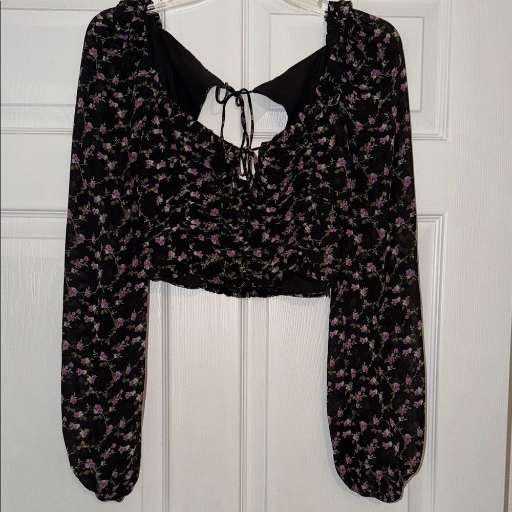 Cotton Candy Black and Purple Floral Blouse